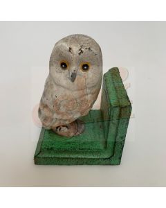 Owl Bookend Green Base Single Rust