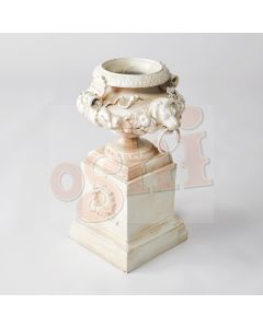 Lion Urn with Plinth White