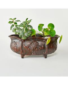 Planter with Shell Motif Rust 40cm