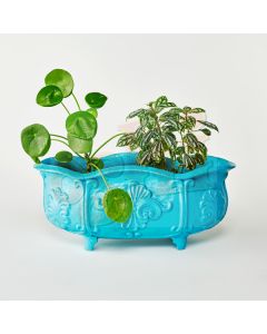 Planter with Shell Motif Teal 40cm