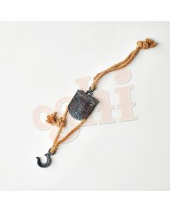 Pulley w/hook & hemp rope 22cm